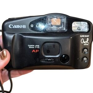 Canon Sure Shot Owl Camera AF-7 35mm 1:4.5 WITH FILM - FOR PARTS